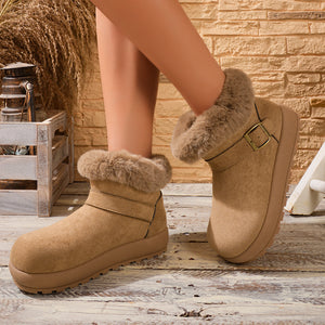 Faux Fur Lined Suede Winter Boots in Camel with faux fur lining