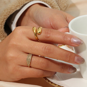 Polished 18K Gold-Plated Bypass Ring in Gold