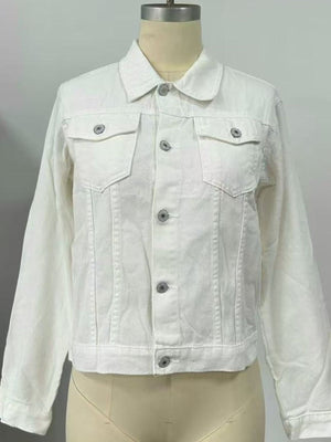 Earthy Yellow slim denim jacket with collared