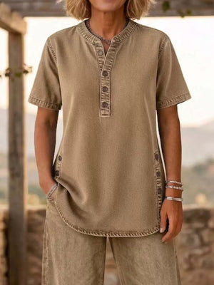 casual pajama set in Medium with mandarin collar