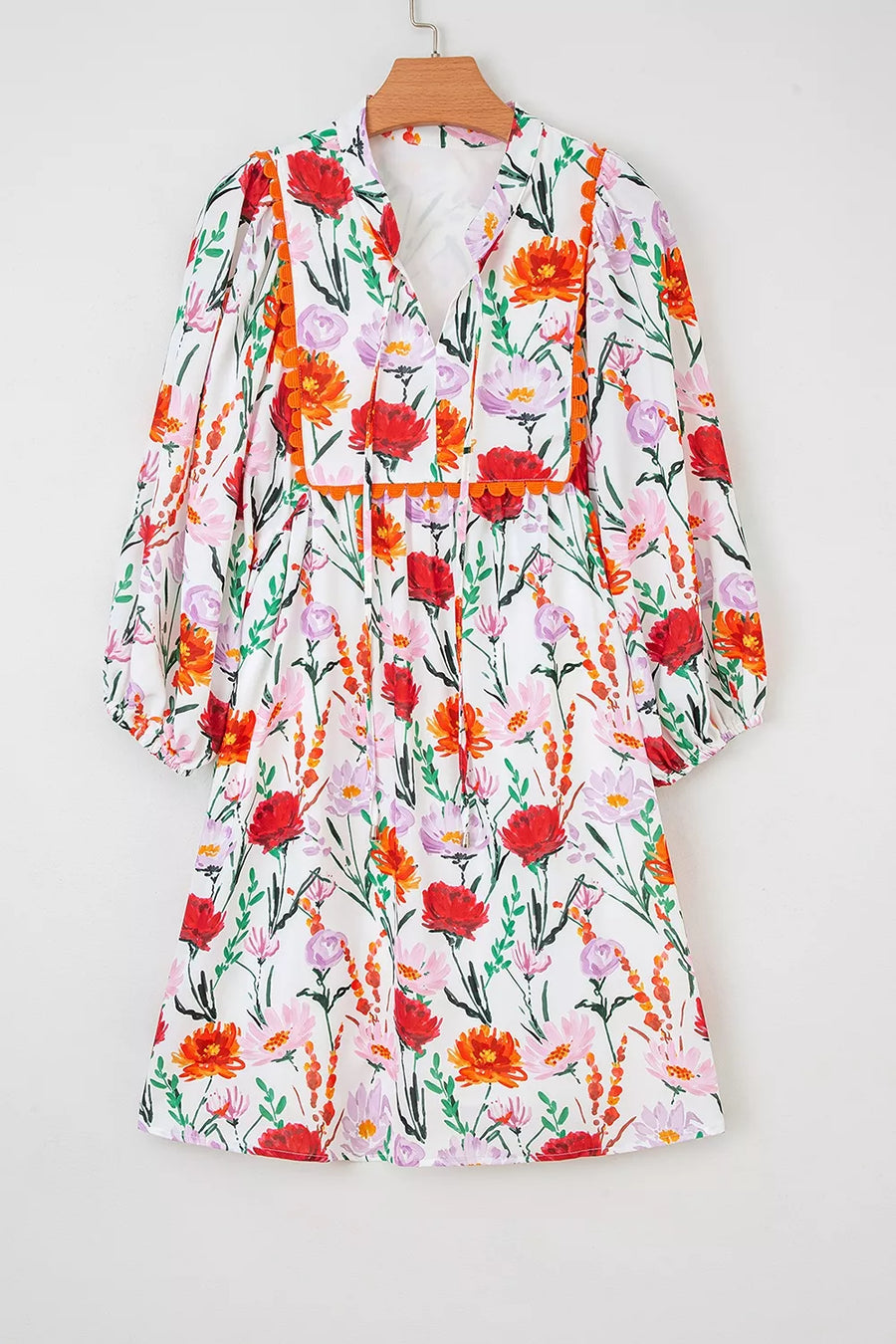 Floral Print 3/4 Puff Sleeve Mini Dress option 5