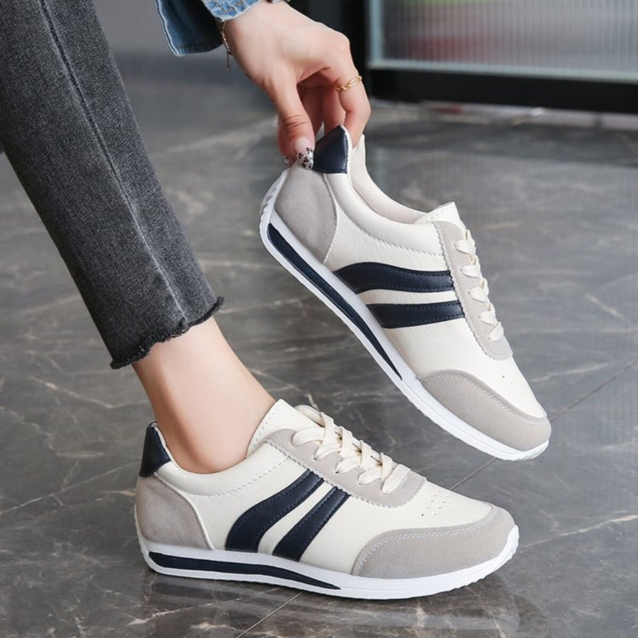 Perforated Round Toe Lace Up Sneakers in Deep Red with round toe
