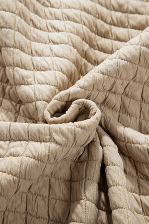 Beige Diamond Quilted Oversized Button-Up Jacket