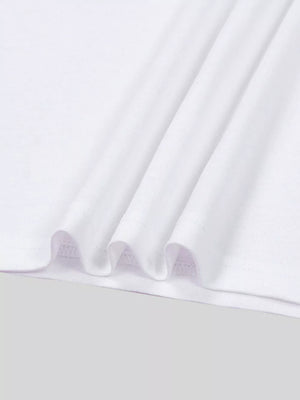 White t-shirt with soft cotton fabric and subtle pleats.