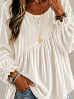 romantic blouse in rose pink with round neck