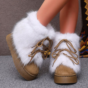 boots in Black with faux fur trim and ankle-length
