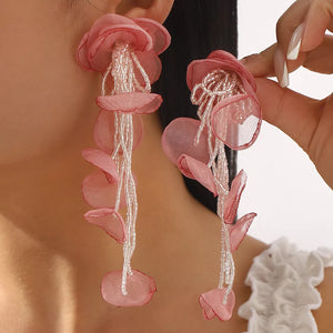 earrings in blush pink featuring beaded and straight fit
