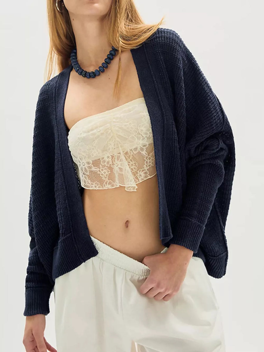 Yellow cardigan with seam detail and long sleeve