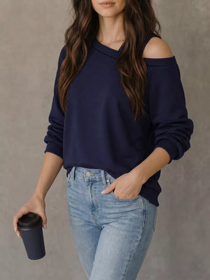100% polyester Care instructions: Machine wash cold blouse in navy blue with relaxed silhouette
