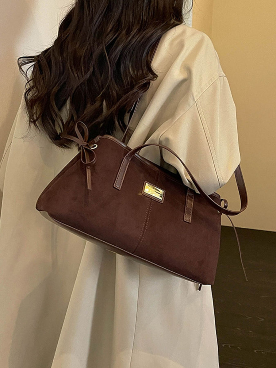 Side Tied Shoulder Bag in Brown with adjustable strap