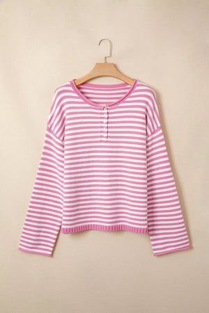 classic pullover sweater in white with henley