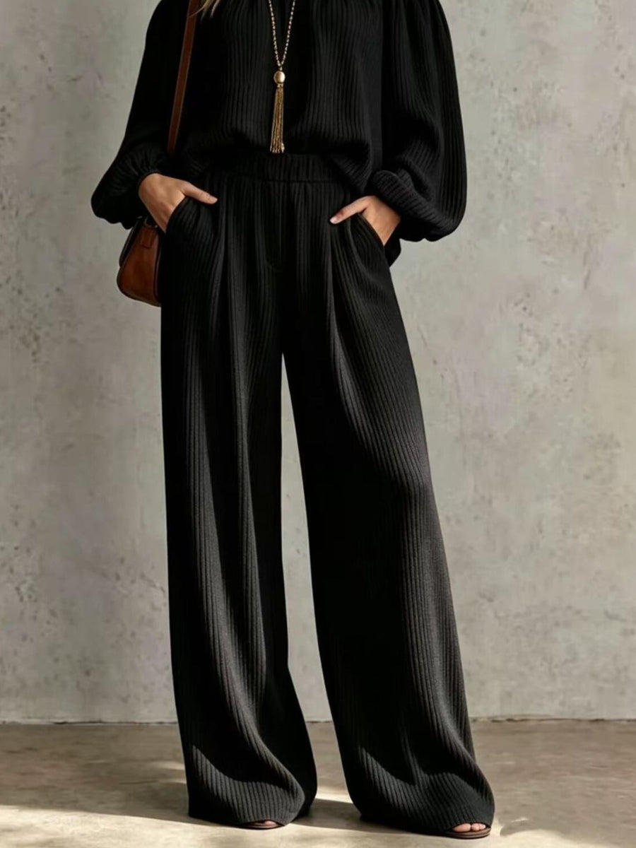 Burgundy relaxed two-piece set with off-shoulder