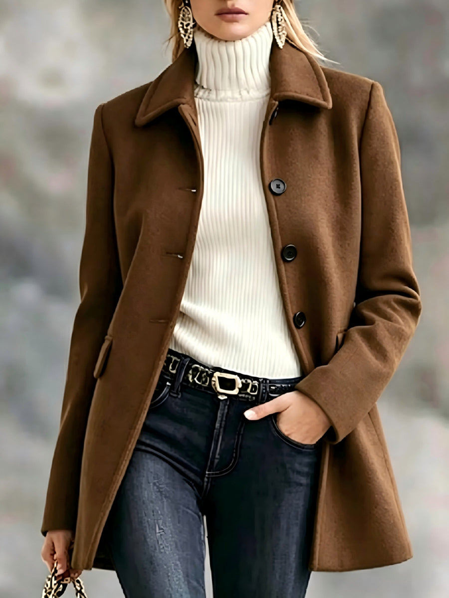 camel straight overcoat with collared
