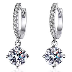925 sterling silver,Moissanite Carat weight: 1ct Care instructions: Avoid wearin earrings in Silver with drop silhouette