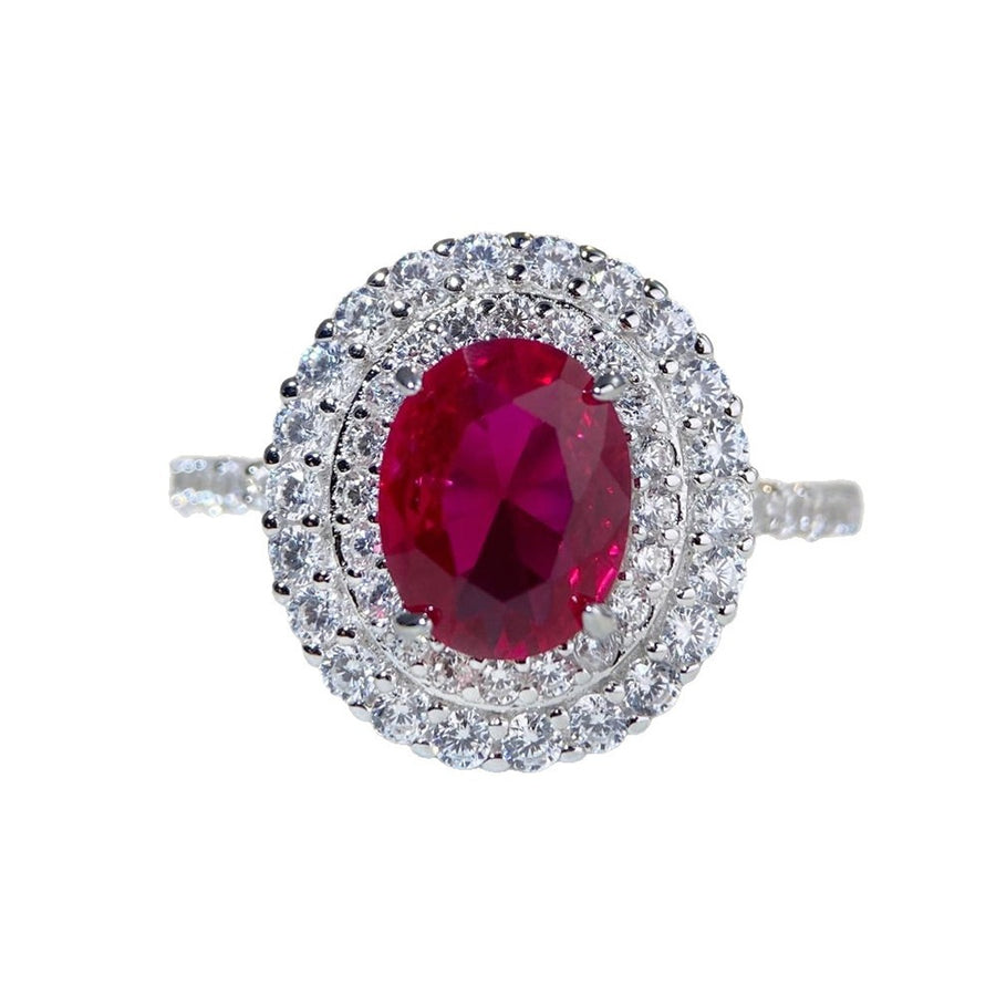 925 Sterling Silver Round Ring in Scarlet with zircon stones