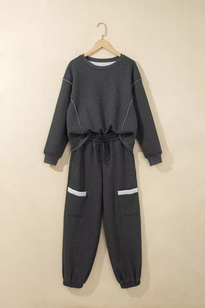 charcoal lounge set with pocketed and long sleeve