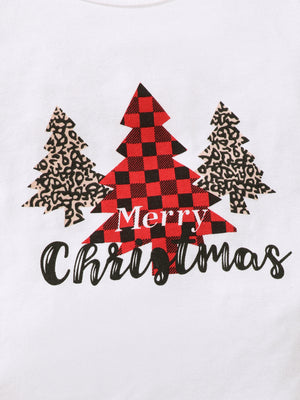 pajama set in black with plaid and graphic print