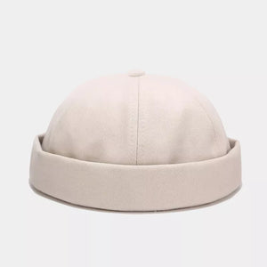 Brimless Adjustable Cotton Hat in Beige with brimless