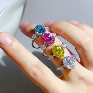 925 sterling silver,Moissanite Carat weight: 5CT Care instructions: Avoid wearin ring in blue with fitted silhouette