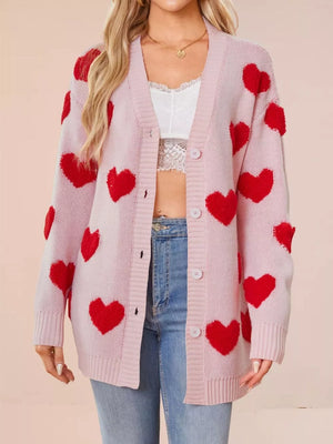 romantic cardigan in Red with v-neck