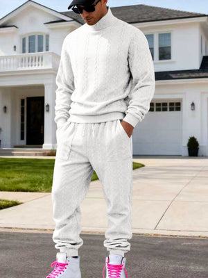 lounge set in light gray with mock neck and long sleeve