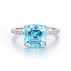 925 Sterling Silver Square Ring With Diamonds in silver with square cut stone