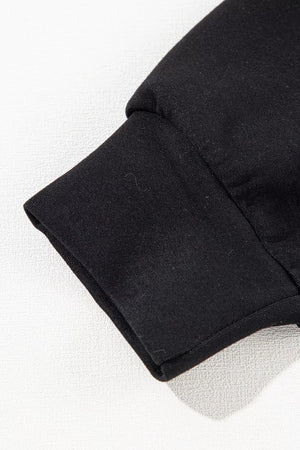 Solid Zip Sailor Collar Pullover Sweatpants Set in Black