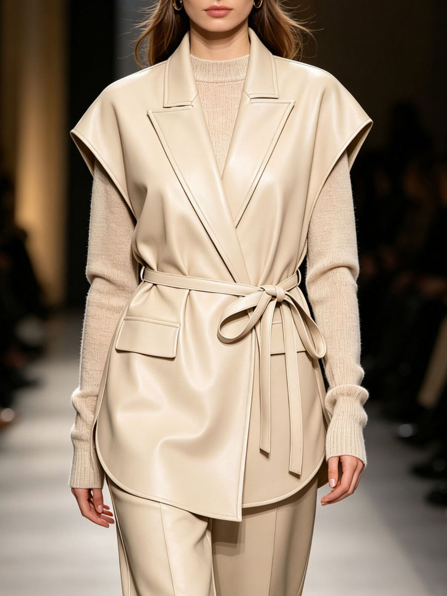 modern vest in Camel Color with notch lapel