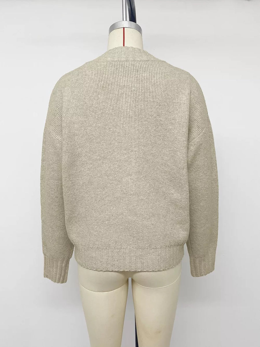 cardigan in Khaki with zipper and hip-length