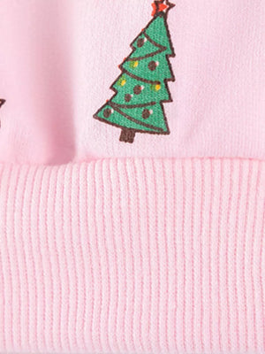 sweatshirt in Blush Pink with christmas print and ribbed cuffs