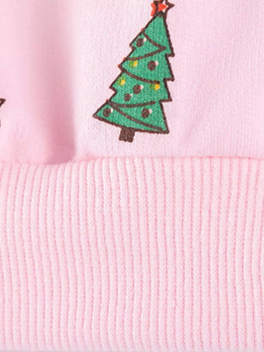 sweatshirt in Blush Pink with christmas print and ribbed cuffs