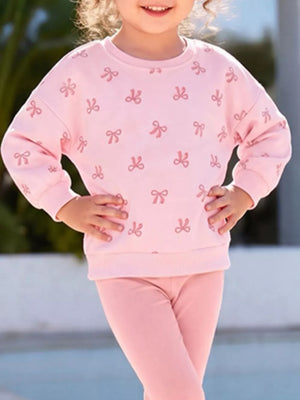 Blush Pink sweatshirt featuring two-piece set and bow-print