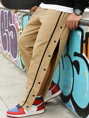 Men's Plus Size Side Snap Button Pants in royal blue