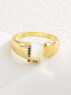 18k Gold-plated Zircon Letter Ring in X