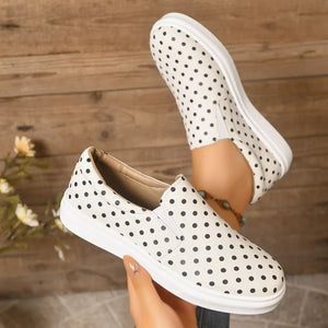 slip-on shoes featuring polka dot in black with Polyester,Rubber Imported Size & texture