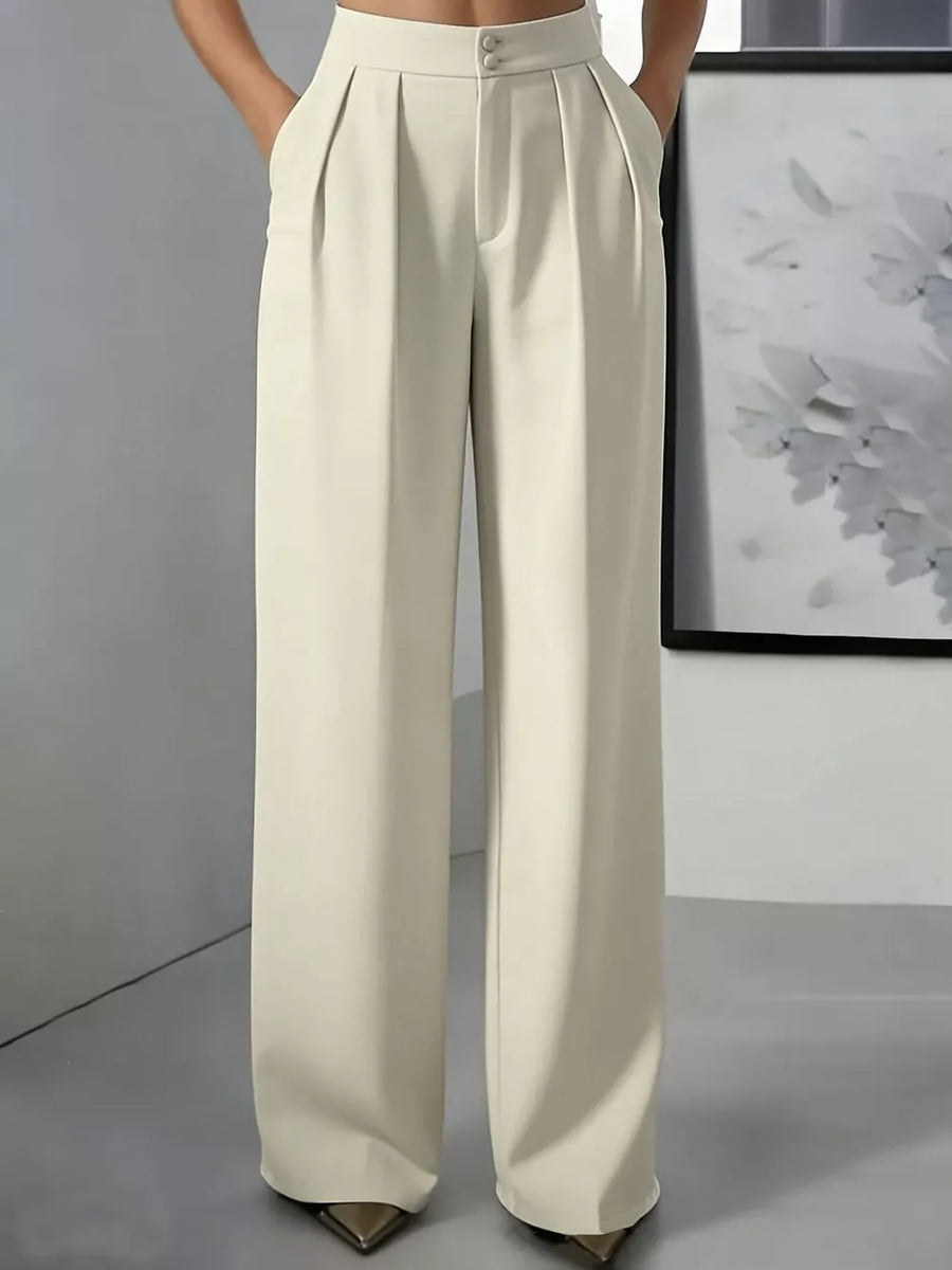 wide-leg pants in cream featuring high-waisted and wide-leg fit