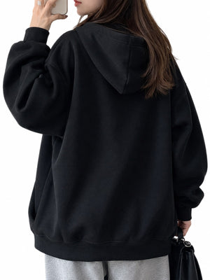 pullover hoodie featuring graphic-print in Dark Gray with Polyester and cotton blend texture