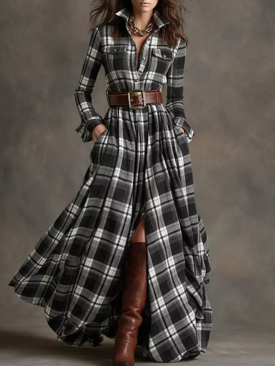 navy blue shirt dress with maxi and button-front