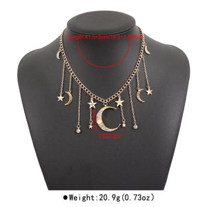 Moon & Star Charm 18k Gold-plated Necklace in gold with moon charms