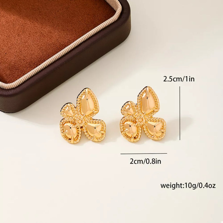 earrings featuring floral in gold with 18K Gold-Plated, Alloy Care instructions: Avoid wearing during exercise, as swea