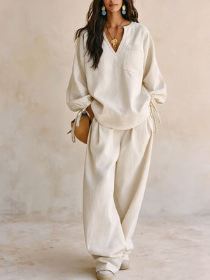 Light Blue lounge set with hip-length, full-length and pullover