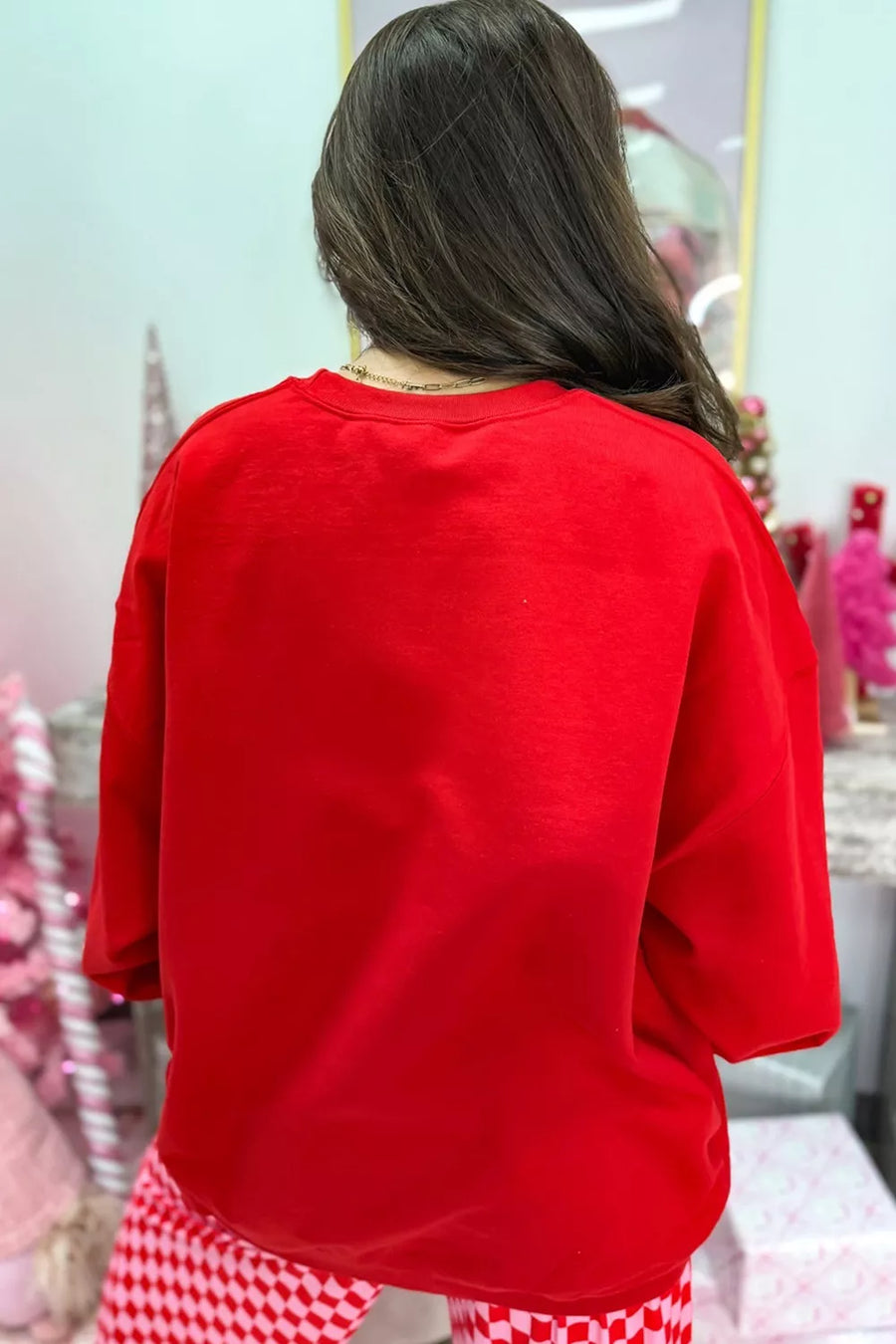 65% polyester, 35% cotton Care instructions: Machine wash cold pajama set in Red with relaxed silhouette