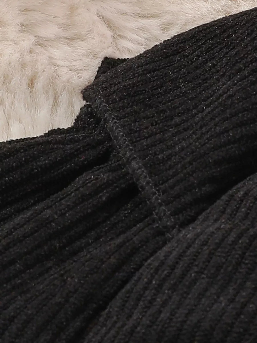 Black bodysuit with full-length and snap, button