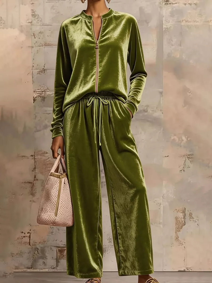 100% polyester Care instructions: Machine wash cold pajama set in Apricot with relaxed, wide-leg silhouette