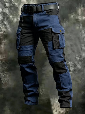 Khaki cargo pants with full-length and zip-front