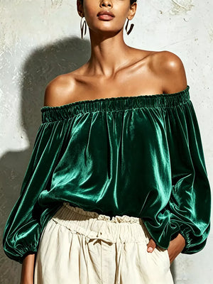 off-shoulder top in Burgundy with off-shoulder and hip-length