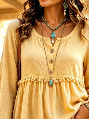 bohemian blouse in blush pink with round neck