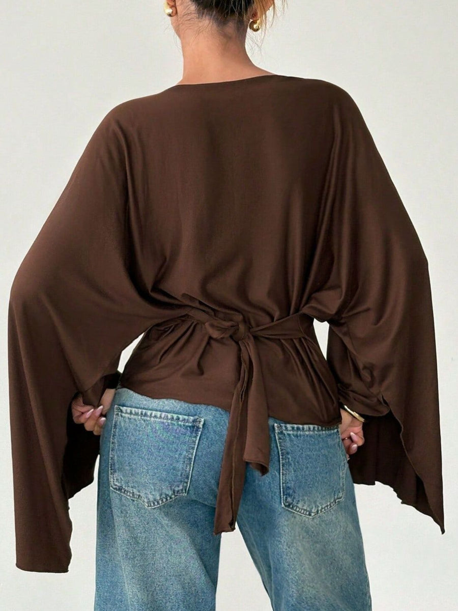 modern top in Black with boat neck