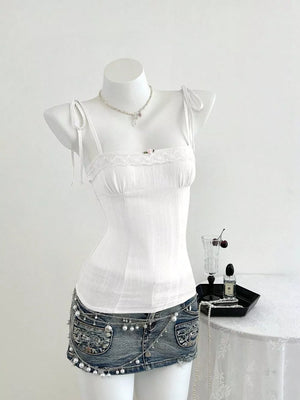 light yellow fitted camisole with square neck