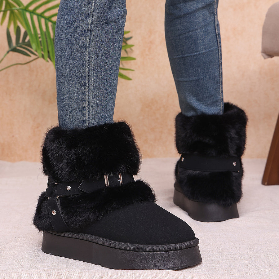 boots in Beige with platform sole and ankle-length